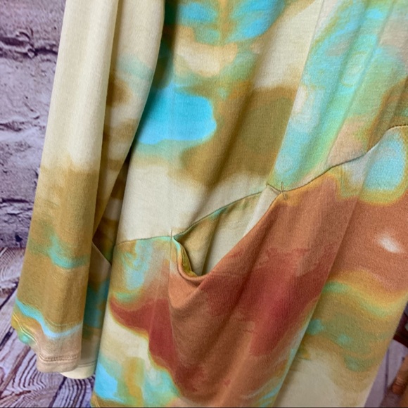 LOGO Lori Goldstein Yellow Tie Dye Draped Long Sleeve Cardigan - Picture 5 of 10